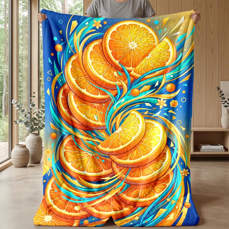 Oranges in Motion Theme blanket Lightweight Warm Flannel Blanket Decorative Throw Blanket for Home Decoration