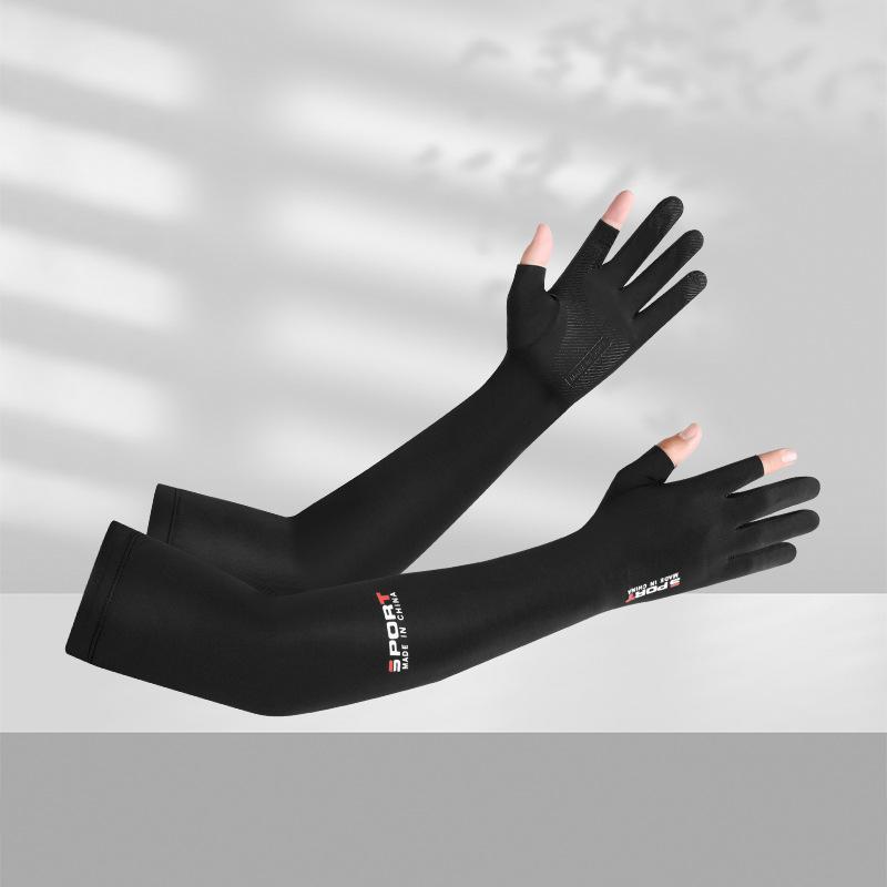 Ice silk sunscreen gloves, thin touch screen sleeves, long breathable sports, men and women outdoor driving, cycling, fishing, quick drying