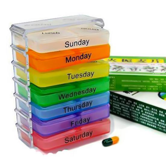 28 Grids Pill Container 7-Day Colorful Durable Detachable Pill Container