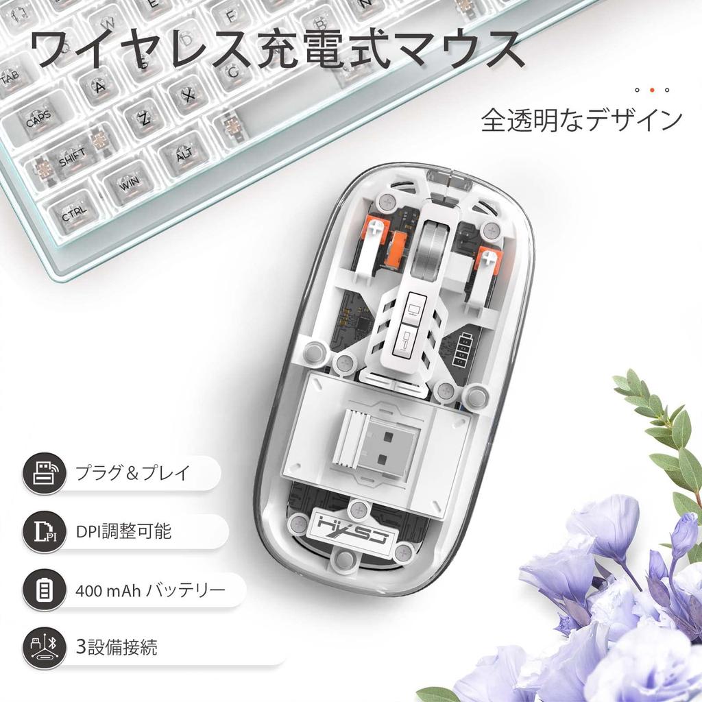 Игровая мышь HXSJ T900 Мышь-скелет Прозрачный корпус Бесшумная беспроводная Bluetooth Беспроводное USB-подключение 3 режима Ультракомпактный Легкий RGB 4 уровня DPI