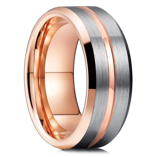 Модные мужские кольца из нержавеющей стали 8 мм, золотого цвета, радужная канавка, скошенный край, обручальное кольцо для мужчин, юбилейные украшения