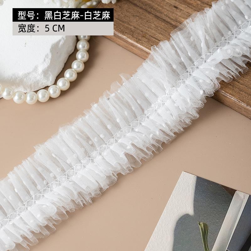 3 метра/партия, 5 см в ширину, 4 слоя, черно-белая плиссированная сетка, кружево, одежда, воротник, манжеты, пояс, декоративные аксессуары