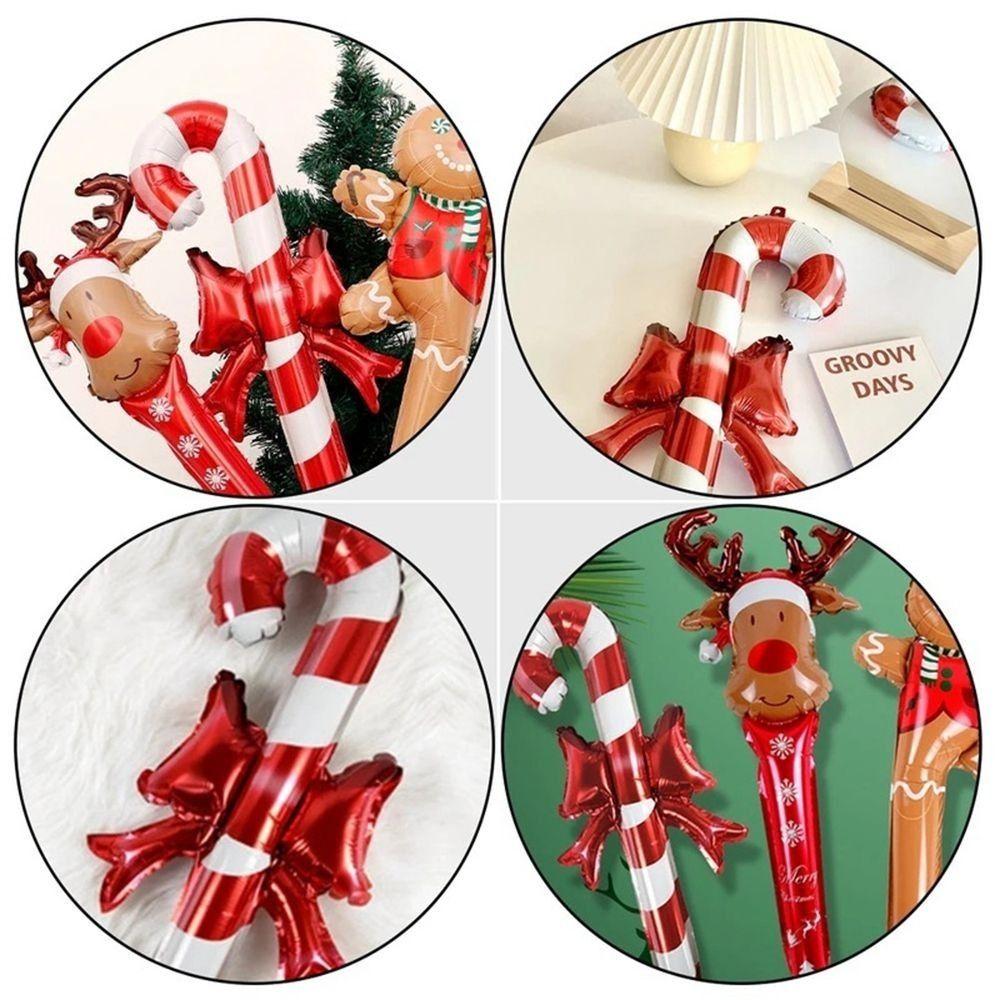 Holding Balloon Cane Candy Christmas Decoration Christmas Ornaments Foil Balloons Inflatable Stick