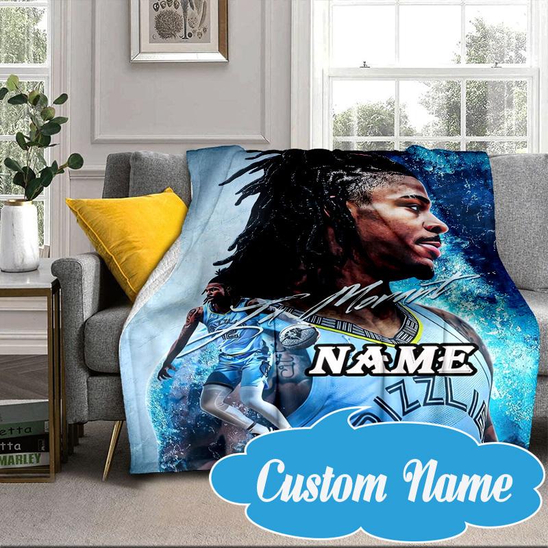 Custom Name Basketball Player Morant Blanket bed sofa Blanket Flannel Blanket for Camping, Hiking, Picnic Essentials,gift for Fan family
