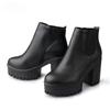 Botas Mujer Модные женские сапоги на квадратном каблуке и платформе Zapatos Mujer из искусственной кожи, высокие сапоги-лодочки, обувь для мотоциклистов