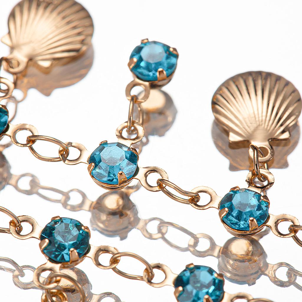 Link Chains for DIY Craft Blue Rhinestone Shell Vintage Style Tassel Chains for DIY Bracelet Supplies