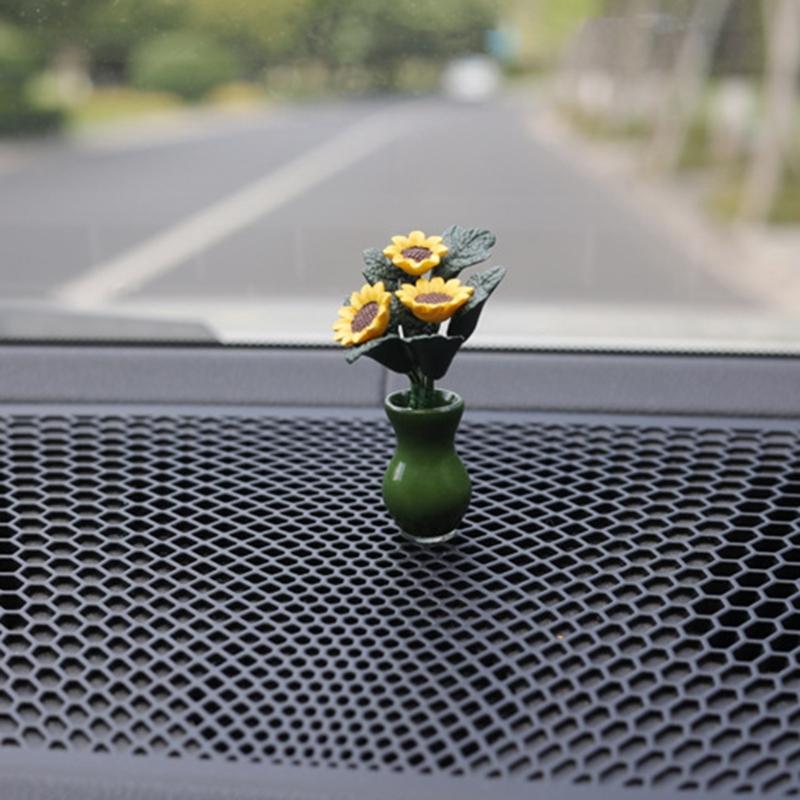 Украшение интерьера автомобиля, мини-ваза с подсолнухом, центральная консоль, зеркало заднего вида, украшение для внедорожника, аксессуары, женские подарки
