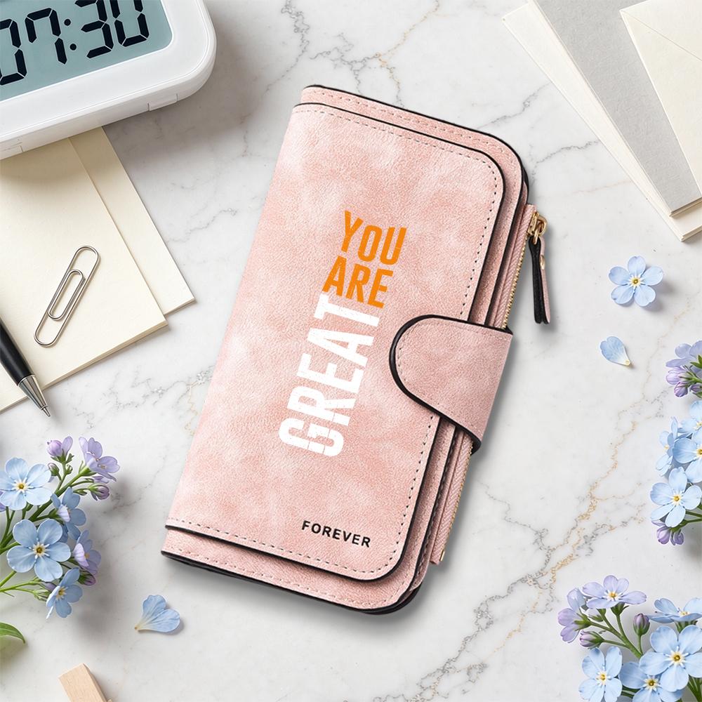 Stylish Long Wallet with Inspirational Slogan Durable