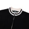 NODU Varsity Color Block Two-Way Round Zip-Up Knit Jacket [Black]