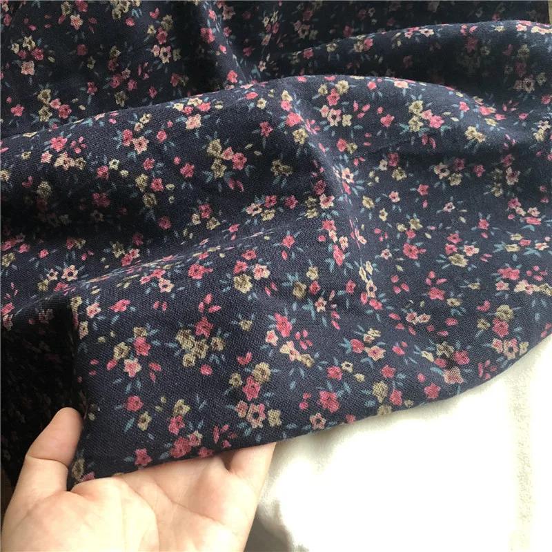 100x140cm Retro Pastoral Cotton/Linen Small Flower Floral Fabrics Soft for Spring Handwork Decor Tablecloth Dress Cushion Craft
