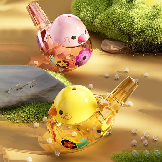 Детский свисток для водяных птиц со шнурком, прозрачный рот, тренировка жизненной емкости мышц, наполняемая водой, детская музыкальная игрушка с мультяшной птицей, подарок для малышей