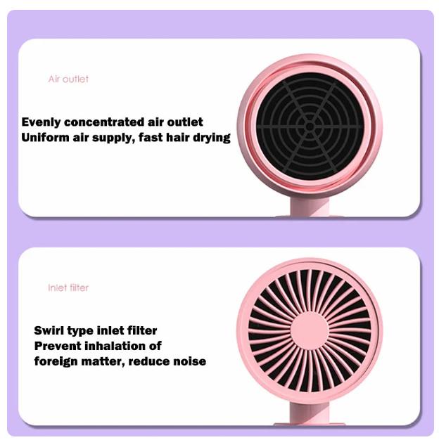 Мини-складной фен xiaomi 220–240 В, 750 Вт с сумкой для переноски, горячий воздух, анион, уход за волосами для дома, путешествий, фен, портативный фен