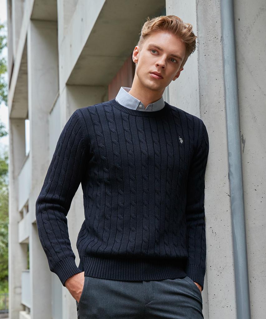 USPOLOASSN Cable Round Knit_Black