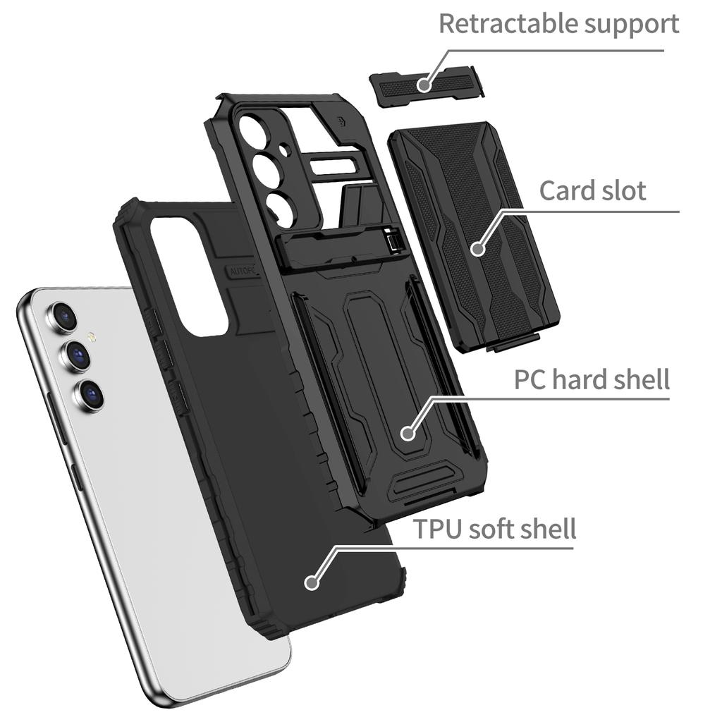 Kickstand Phone Case for Samsung Galaxy A54 5G,Detachable Card Holder PC+TPU Cover