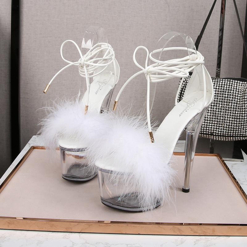 Босоножки на платформе и высоком каблуке 16 см, кожаные летние туфли на шпильке с перекрестным ремешком для подиума, вечерние туфли