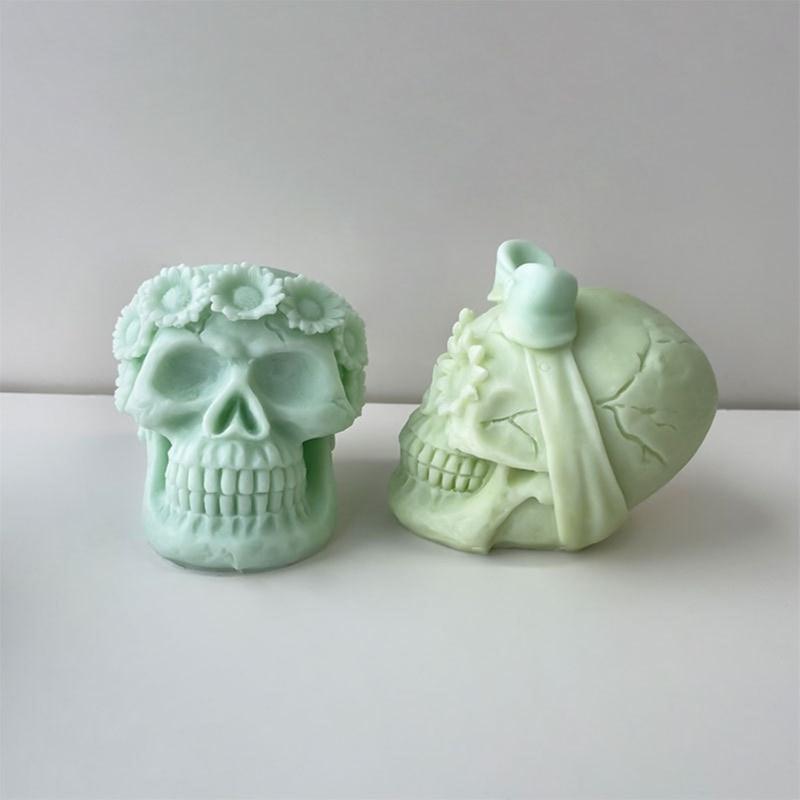 3D Форма для свечи в виде черепа из силикона DIY Украшение на Хэллоуин Формы для литья из эпоксидной смолы и гипса Инструменты для домашнего декора