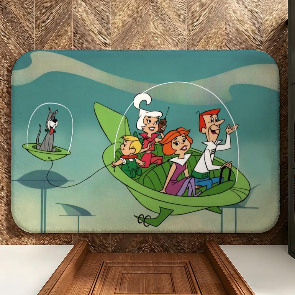 Cartoon T-The J-Jetsons Floor Mat Soft Flannel Floor Mat Suitable for Entryways, Living Rooms, Bedrooms, and Bathrooms