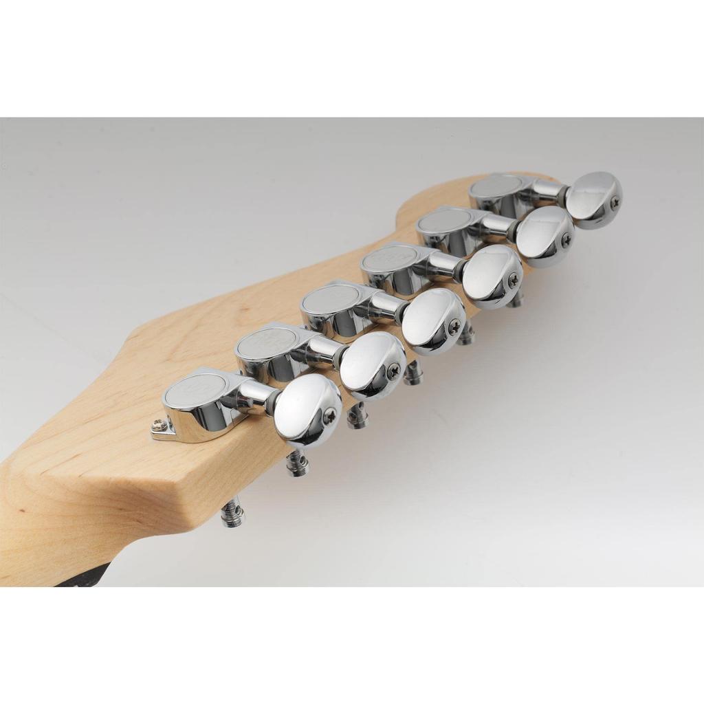 Мини-колки Wilkinson с овальной кнопкой для электрогитар Fender, хромированные, с системой E-Z-LOK, 6 в ряд, для гитар Stratocaster/Telecaster, покрытие.