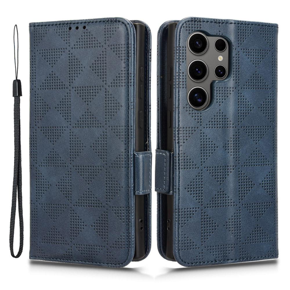 For Samsung Galaxy S24 Ultra Case Imprinted Triangle Leather Wallet Shockproof Cover with Stand