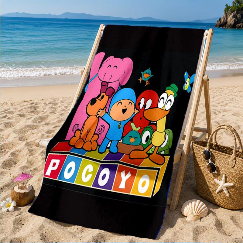 Pocoyo's Colorful Adventure Beach Towel, Quick-drying, Easy to Care for, Suitable for Both Fitness and Beach Vacations,Sports Essential