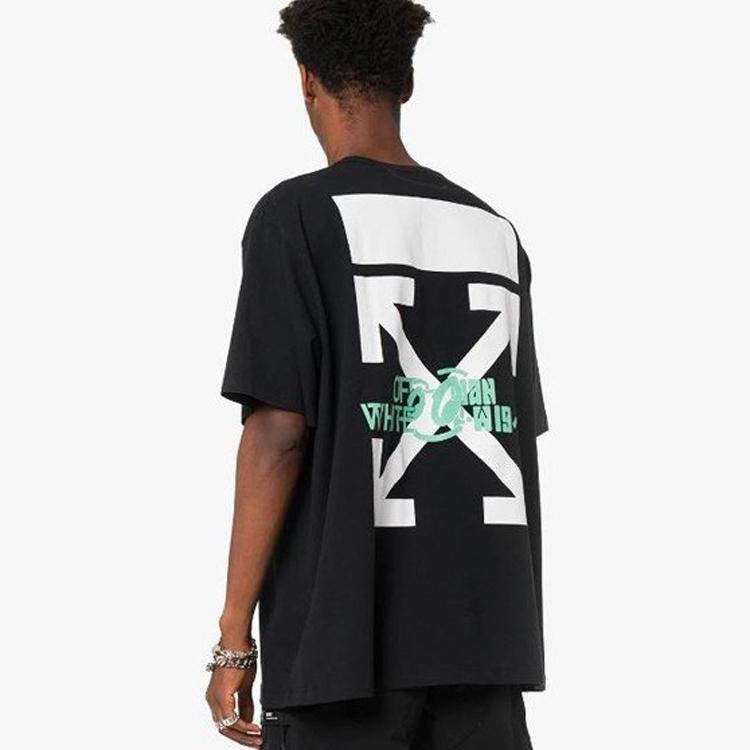 Off-White Waterfall Short Sleeve Over Tee Black / Multicolor Men Tops OMAA038E191850151088