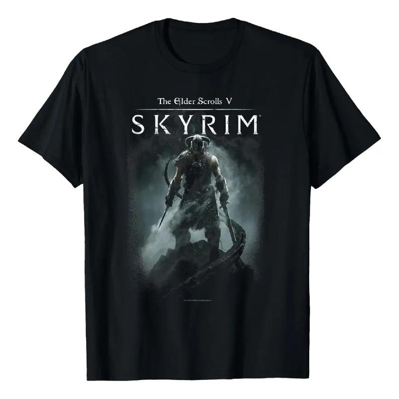 Футболка с видеоигрой Skyrim Dragonborn в силуэте