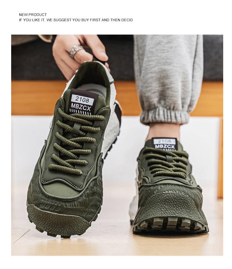 Мужские модные кроссовки в стиле 'Dad Shoes' из тисненой кожи с толстой амортизирующей подошвой на весну 2025 года