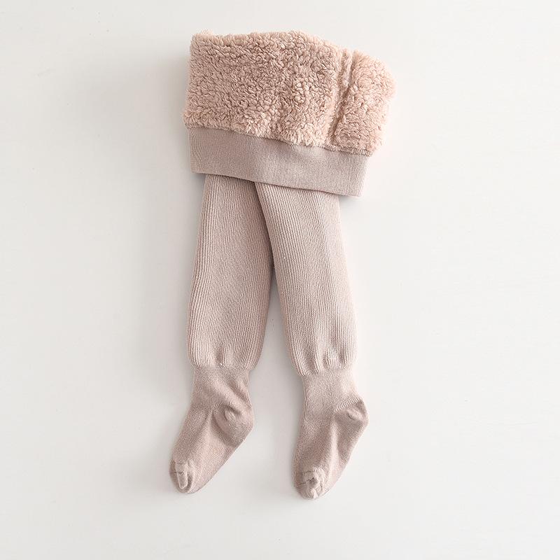 Девичьи флисовые осенне-зимние колготки: Теплый однотонный боди и леггинсы для младенцев