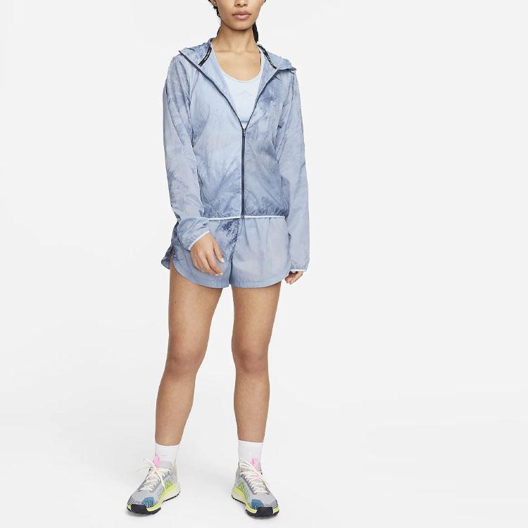 Nike Походная куртка с капюшоном, с вышитым логотипом, с принтом тай-дай, повседневная, женская, Light-Armor-Blue FN6853-440