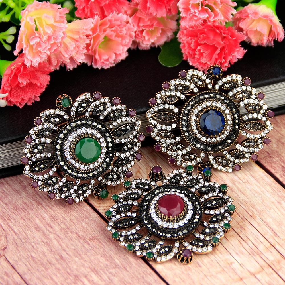 Винтажная хрустальная брошь, женская античная золотая смола, свадебные украшения, богемный ювелирный подарок