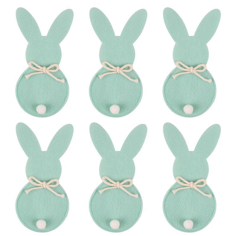 6PCS/Set Easter Bunny Felt Cutlery Holder Bag Tableware Knife Fork Cover Bag Party Accessories Happy Easter Party Decorations