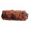 Vintage Men's Genuine Goat Leather Brown Travel Overnight Weekender Handmade Bag