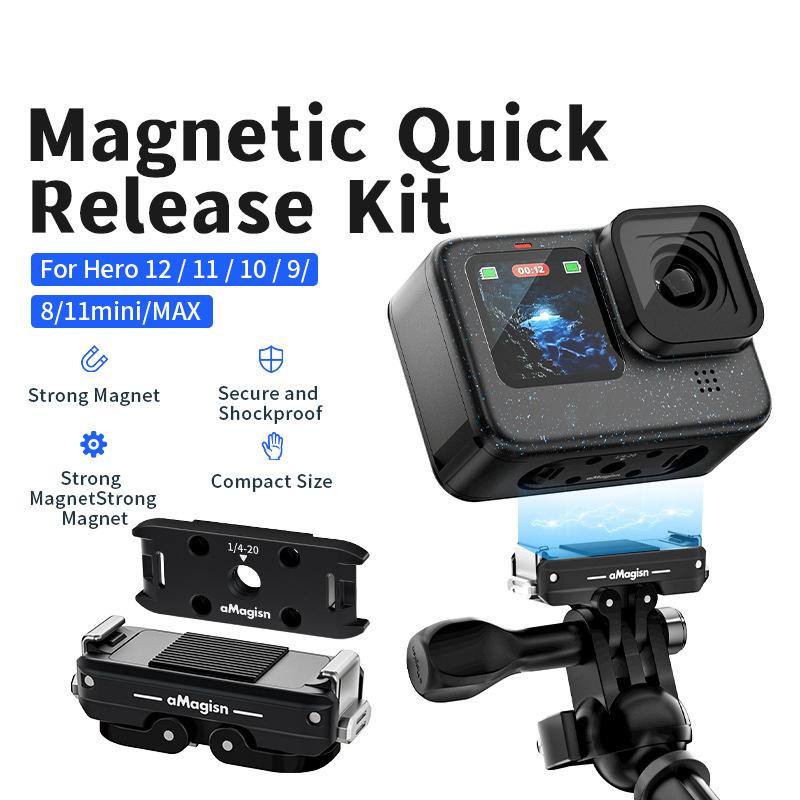 Магнитный адаптер-крепление с быстрым отсоединением AMAGISN для GoPro Hero 12/11/10/9/8/11 Mini/Max из алюминиевого сплава, аксессуар для экшн-камеры