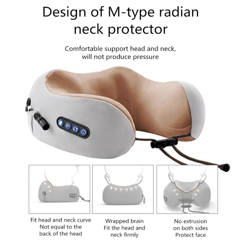 U Shaped Neck Massage Pillow Heating Vibration Kneading Electric Cervical Shoulder Massage Protection Relaxing Massager