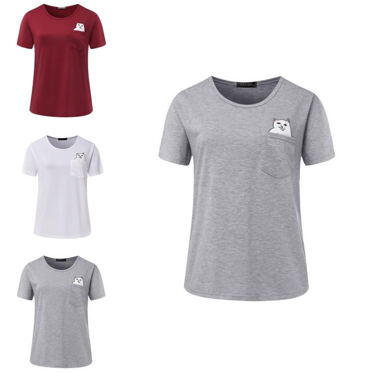 Pure Cotton Casual T Shirt For Men With Cartoon Cat Print Summer Tee