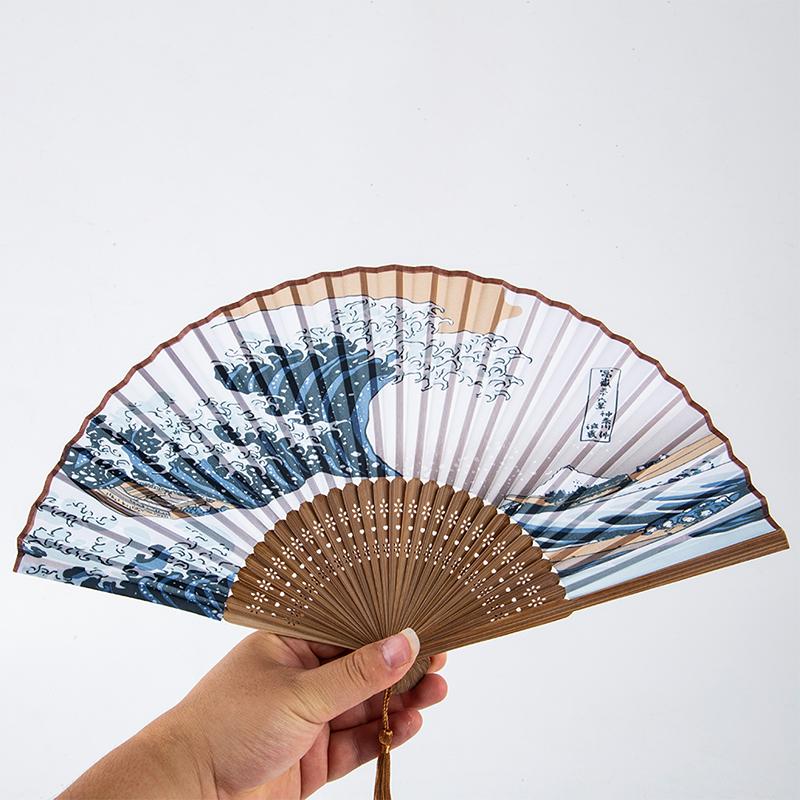 Летний винтажный бамбуковый складной ручной цветочный веер для танцев в китайском стиле