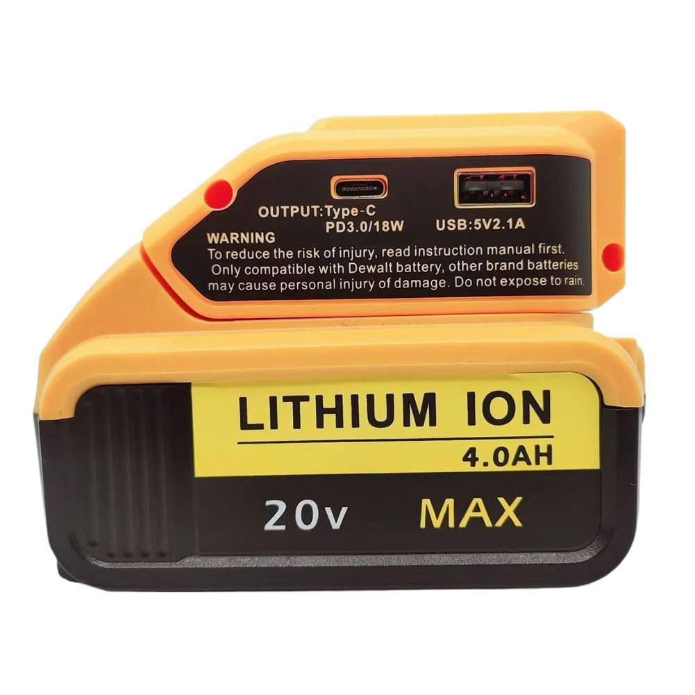 Адаптер аккумулятора DCB090 для зарядного устройства DEWALT 14,4 В/20 В MAX USB + Type C