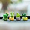 4PC Resin Succulent Cactus Home Mini Green Plant Office Fake Cactus Ornaments Living Room Crafts Car Tabletop