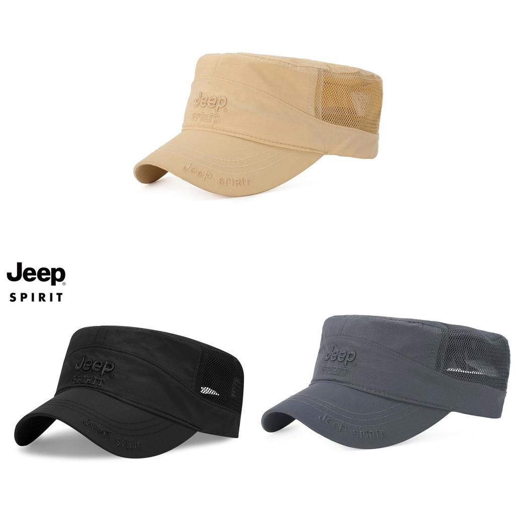 Jeepspirit Flat Top Cap For Men With Embroidered Letter Design And Large Brim