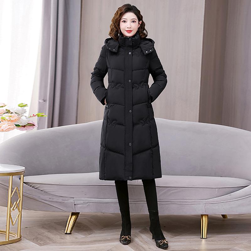 Одежда из хлопка среднего возраста, женская, средней и длинной длины, облегающая, утолщенная, модная корейская версия теплого и тонкого зимнего пальто