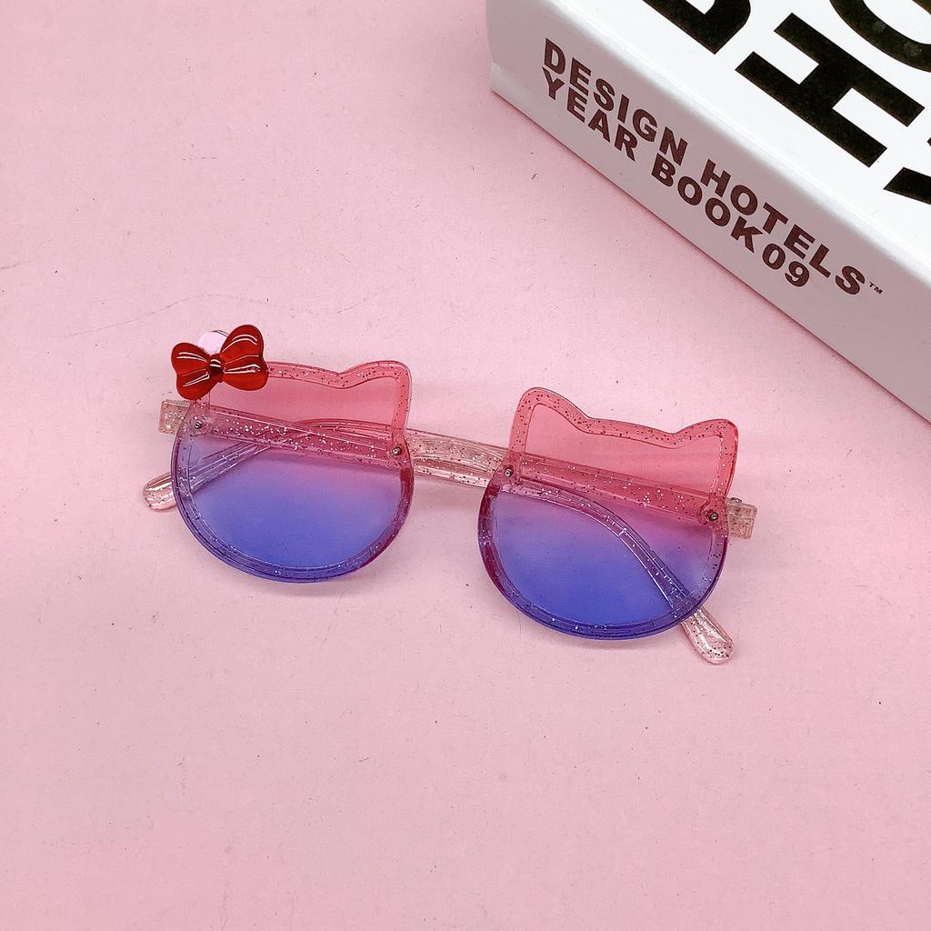 Модные детские солнцезащитные очки с бантом, милые детские солнцезащитные очки в форме кошки, модные солнцезащитные очки для девочек