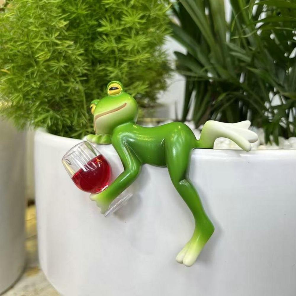 Hanging Flower Pot Edge Frog Decorative Ornaments Resin Hanging Decorative Glass Fish Tank Pendant Desktop Figurines
