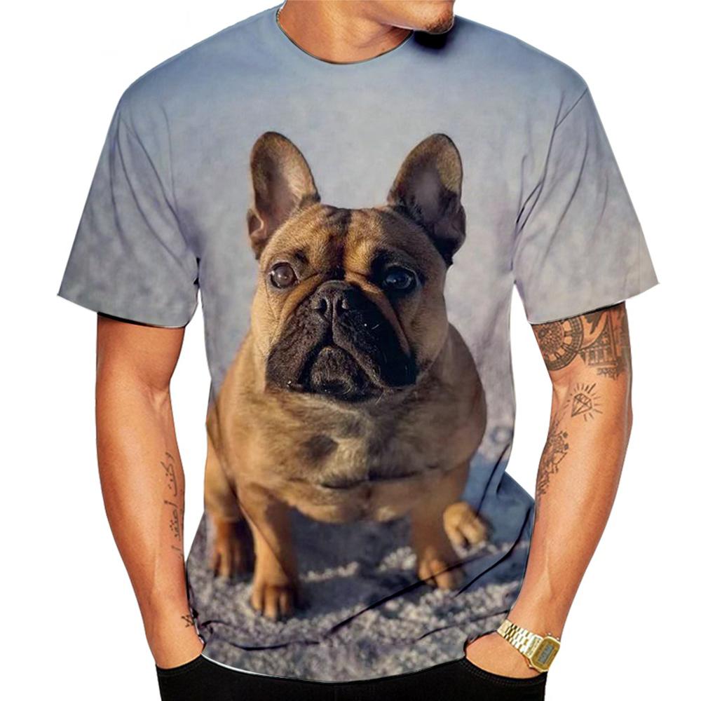 Animal French Bulldog 3D Print T Shirts Summer Men's O-Neck Short Sleeve T-shirt Oversized Streetwear Boys Kids Cute Tees Tops