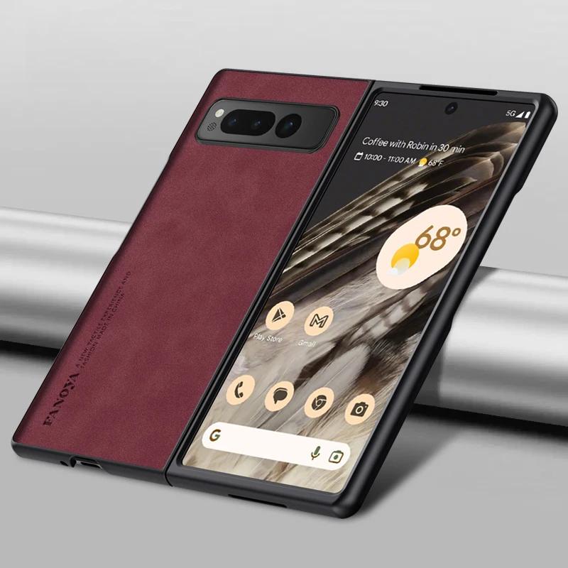 Роскошный матовый чехол из кожи с ощущением кожи для Google Pixel Fold2 Fold, противоударный, защита от отпечатков пальцев, модный силиконовый мягкий чехол из ПУ