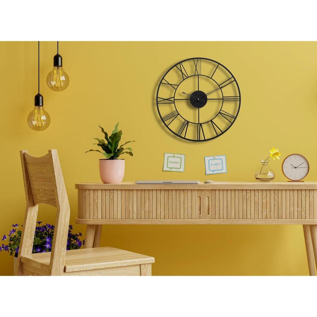 Настенные часы для дома, офиса, гостиной, спальни и кухни | Большой размер, стильный, новейший домашний декор | (40 X 40 См) | Черный цвет (Включенная батарея)