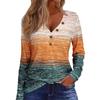 Плюс Размер Женский Новый Осенний Принт Свободный Длинный Рукав Топ V Вырез