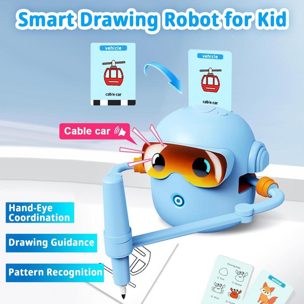 Робот-рисовальщик для детей, обучающая игрушка для рисования, развивающая креативность, с 100 карточками, игрушка для творчества, робот-рисовальщик