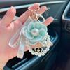 Korean Camellia Flower Keychain Letter Bag Hanging Pendant Fashion Car Key Ring  Girl