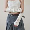 Long Knitted Fingerless Sleeves Solid Color Warmer Long Cuff Y2K Star Arm Cover  Girls