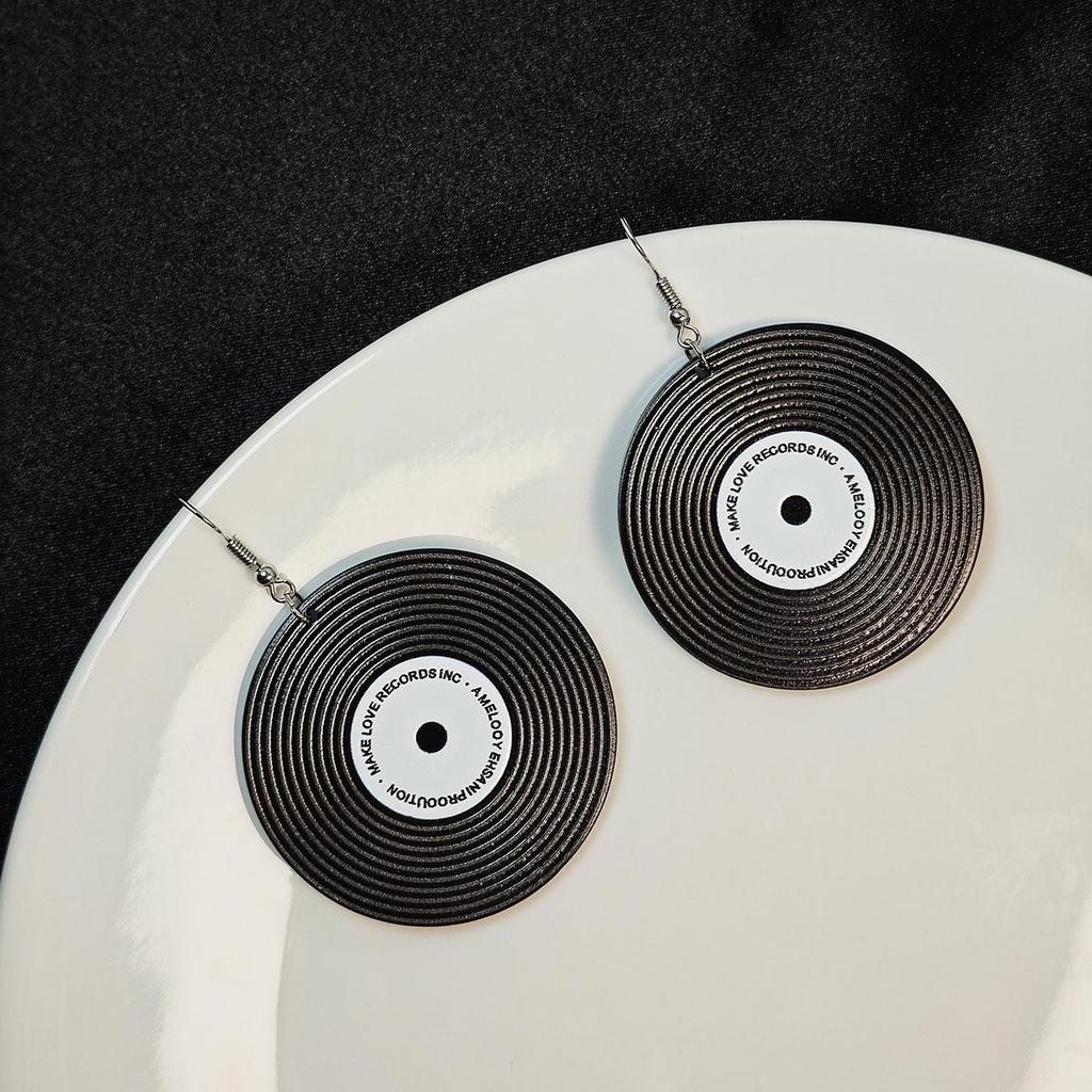 Креативные геометрические серьги в виде граммофонной пластинки для женщин